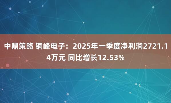 中鼎策略 铜峰电子：2025年一季度净利润2721.14万元 同比增长12.53%