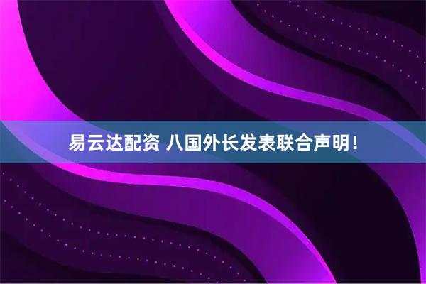 易云达配资 八国外长发表联合声明！